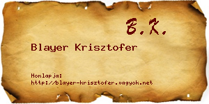 Blayer Krisztofer névjegykártya